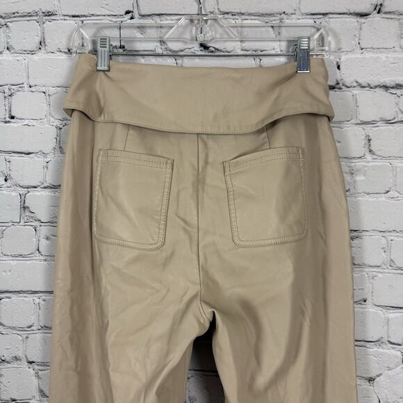 Jonathan Simkhai Tessa Vegan Leather Pants Womens 6 Tie Waist in Egret Khaki - Picture 12 of 16